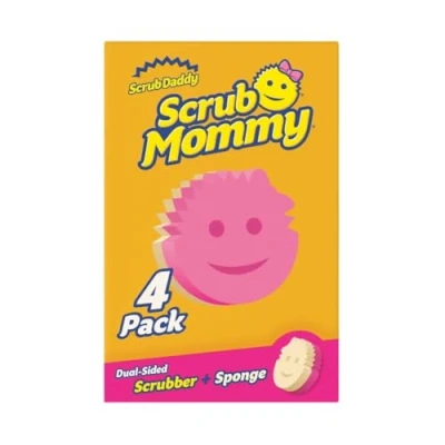 Abbildung von Scrub Daddy Mommy Putzschwamm, Topfreiniger Küchenschwämme, Putzmittel mit Texturveränderung, kratzfreier Spülschwamm, geruchsresistenter Smiley Schwamm, Geschirrschwamm 4er Pack Assortiert