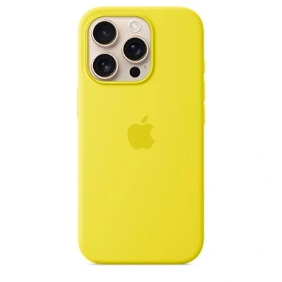 Abbildung von Apple Silikon Back Cover Gelb MagSafe iPhone 16 Pro