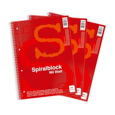 Abbildung von Pelikan NoName 11149184 Spiralblock A4, kariert, 160 Blatt, 3 Stück