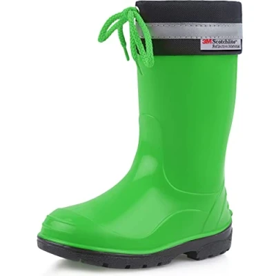Abbildung von Ladeheid Kinder Gummistiefel mit Stulpe Regenstiefel für Jungen und Mädchen LA 972 (Grün/Schwarz, 27 EU)