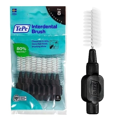 Abbildung von TePe Interdentalbürste Schwarz ISO Größe 8 (1,5 mm) / Für eine einfache und gründliche Reinigung der Zahnzwischenräume 1 x Interdentalbürsten