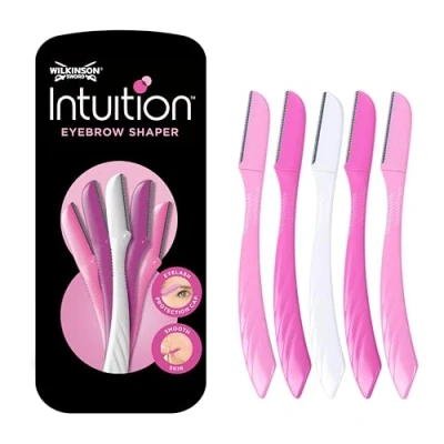Abbildung von WILKINSON SWORD Intuition Augenbrauenformer Trimmt und entfernt Gesichtsbehaarung Dermaplaning Werkzeug Packung mit 5 Einwegrasierern