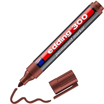 Abbildung von edding 300 Permanentmarker braun 1 Stift Rundspitze 1,5 3 mm wasserfest, schnell trocknend wischfest für Karton, Kunststoff, Glas, Holz, Metall, Glas