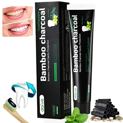 Abbildung von Aktivkohle Zahnpasta Schwarze Natürliche Zahnaufhellung Bamboo Charcoal Bambuskohle Weisse Zähne Raucher Black Weiße 120g