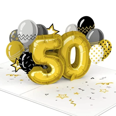 Abbildung von papercrush® Pop Up Karte 50. Geburtstag Handgemachte 3D Geburtstagskarte für Frauen und Männer (50 Jahre), Glückwunsch zum 50ten Besondere Glückwunschkarte inkl. Umschlag