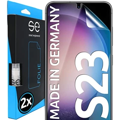 Abbildung von S.E für Samsung Galaxy S23 Schutzfolie 2x Folien im SET aus Deutschland, Folie TPU Technologie, kinderleichte Anwendung, blasenfrei, als Alternative Schutzglas