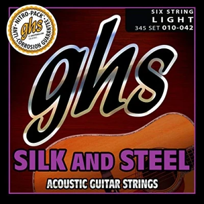 Abbildung von GHS Silk and Steel 345 Acoustic Guitar String Set, Silver plated Copper, Light, .010 .042