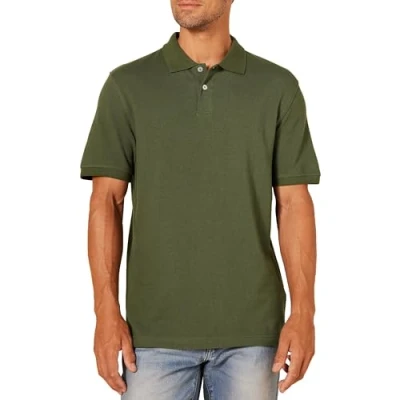 Abbildung von Amazon Essentials Herren Piqué Poloshirt aus Baumwolle, Schmale Passform, Olivgrün, L