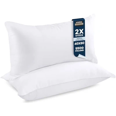Abbildung von Utopia Bedding 2er Set Kissenfüllung 40 x 80 cm, Innenkissen Füllkissen Kopfkissen Sofakissen (Weiß)