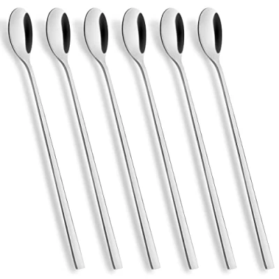Abbildung von AOOSY Latte Macchiato Löffel Set, 6 teilig, 22.5 cm langem Griff Eislöffel lang Rührlöffel aus Edelstahl Ideal für Eiskaffee Eistee Milchshake Eisbecher kühles Trinken