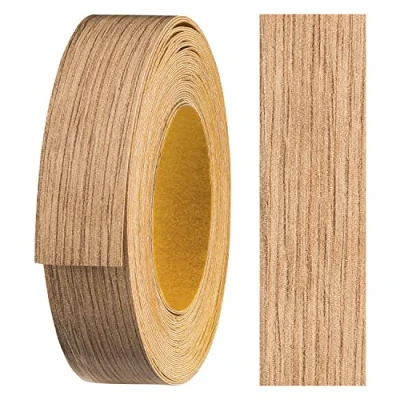 Abbildung von haggiy Melaminkanten Band selbstklebend 18mm x 5m I Kantenband Möbelkantenband Sicherer Halt ohne Bügeln Kantenumleimer Furnier für Regalbretter/Holzplatten (Wildeiche)