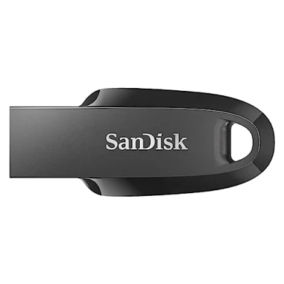 Abbildung von SanDisk Ultra Curve 3.2 Flash Laufwerk 256 GB (bis zu 100 MB/s Lesen, RescuePRO Deluxe Software, Schlüsselringöse) Schwarz