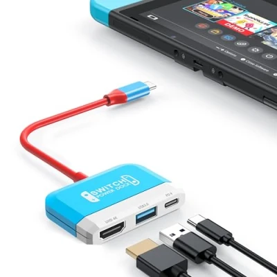 Abbildung von RREAKA Switch Dock for Nintendo OLED, 3 in 1 TV Adapter with 4K HDMI, USB 3.0 Port, Type C 100W Charging, Portable Docking Station Travel, Samsung Dex S24, MacBook