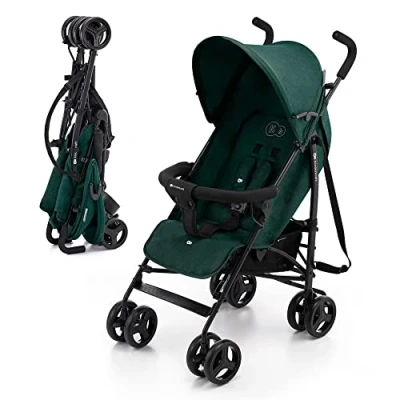 Abbildung von Kinderkraft TIK Kinderwagen, Liegebuggy, Sportwagen, Leicht 6,5kg, Drehbare Vorderräder, Verstellbarer Griff, Stufenlose Einstellung der Rückenlehne, Schnelles Zusammenklappen, bis zu 17kg, Grün