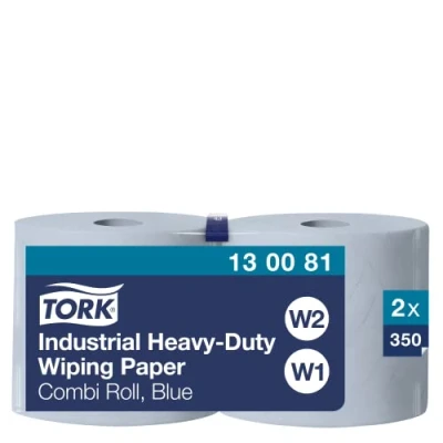 Abbildung von Tork Extra Starke Industrie Papierwischtücher Blau W1/2, Schützen Hände, 2 x 350 Blatt, 130081