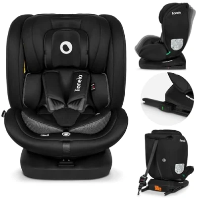 Abbildung von LIONELO Bastiaan i Size Kindersitz ab Geburt 0 36 kg Isofix Top Tether 360 Grad drehbar Rückwärts Vorwärts Seitenschutz 5 Punkt Sicherheitsgurte Dri Seat (Schwarz Carboon)