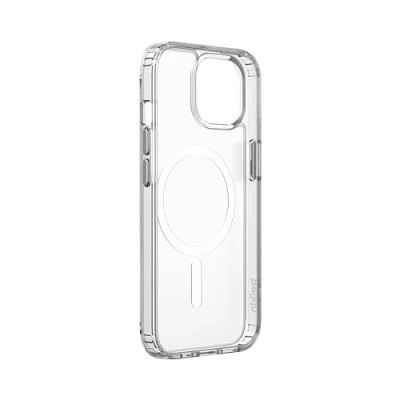 Abbildung von Belkin SheerForce antimikrobielle, mit MagSafe kompatible Handyhülle für iPhone 15, durchsichtige 15 Hülle integrierten Magneten und erhöhten Rändern zum Schutz des Displays der Kamera