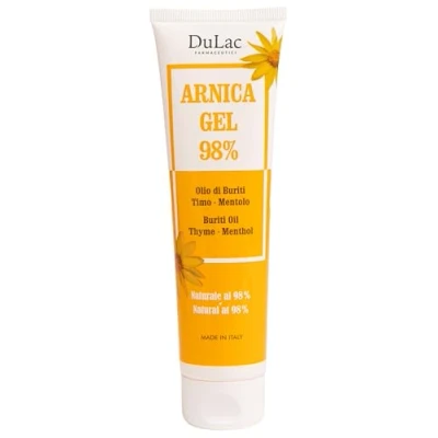 Abbildung von Dulàc Arnika Gel 100 ml, 98% Stark Salbe Hochkonzentriert Zur Muskelkater, Sehnenscheidenentzündung, Muskelentspannung Kühlende Sportsalbe Muskel, Nicht Fettend