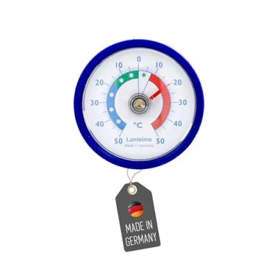 Abbildung von Lantelme Kühlschrankthermometer selbstklebend Thermometer auch für Gefrierschrank Eisfach Kühltheke Kühlzelle Kühlfach Kühlschrank zum ankleben Bimetall und Analog (Blau)