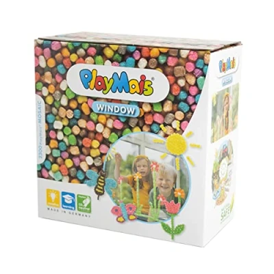 Abbildung von PlayMais WINDOW Frühling/Sommer Fensterbilder Set für Kinder ab 3 Jahren I Motorik Spielzeug mit mehr als 2300 Mosaikgröße Natürliches Fördert Kreativität &amp; Feinmotorik