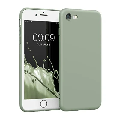 Abbildung von kwmobile Handyhülle kompatibel mit Apple iPhone SE (2022) / (2020) 8 7 Hülle Handy Case aus weichem Silikon in Graugrün