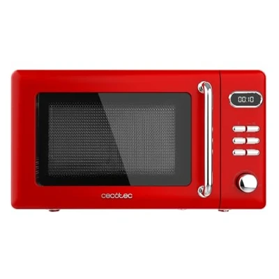 Abbildung von Cecotec Digitale Mikrowelle mit Grill Proclean 5110, 20 l, Retro, 700 W in 5 Stufen, Timer bis zu 60 Minuten, 8 Programme und Auftaumodus, Vintage Design Rot