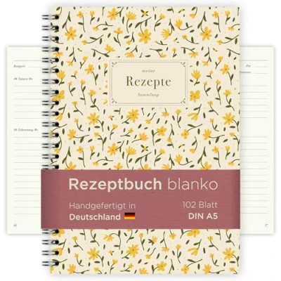 Abbildung von etmamu 265 Rezeptbuch zum Selber Schreiben DIY Kochbuch Ringbuch A5, Meine Rezepte, Backbuch &amp; Lieblingsrezepte