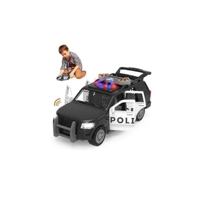 Abbildung von Driven by Battat Micro Polizeiauto 23 cm mit Pfeilverkehrszeichen, Lichtern und Tönen Polizei Spielzeugauto Geräuschen, Funktionen Spielzeug Auto ab 3 Jahren