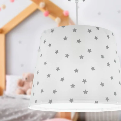 Abbildung von Dalber Lampe kinderzimmer, kinderlampe Pendelleuchte Hängelampe, Deckenleuchte Kinder, Deckenlampe kinderzimmer Star Light Sterne Weiß Grau, 82212B, E27