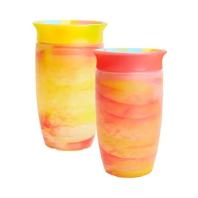Abbildung von Munchkin Miracle 360 Baby Trinkbecher Freifließender Trinklernbecher für Kleinkinder Trainer Becher BPA frei Auslaufsicher Trinkflasche mit Griffen 12m+ 296 ml 2er Pack Rot/Gelb