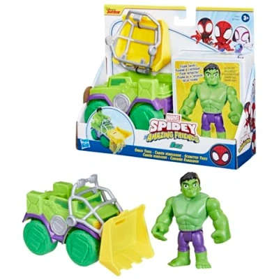 Abbildung von SPIDEY AND HIS AMAZING FRIENDS Marvel Hulk Schmetter Truck, Action Figur mit Fahrzeug und Accessoire, Vorschulspielzeug