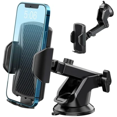 Abbildung von Hoppac Handyhalterung Auto, Ultrastarker Saugnapf Handyhalter Auto Armaturenbrett Windschutzscheibe, 360 Drehung EIN Knopf Entriegelung Kfz für iPhone Max Android Smartphone 4 7&quot;
