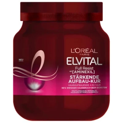 Abbildung von L&#039;Oréal Paris Elvital Haarkur gegen Haarausfall durch Haarbruch, Ohne Parabene oder Silikone, Für kraftloses Haar, Mit Biotin, Provitamin B5 und Arginin, Full Resist Multi Power Kur, 1 x 680 ml