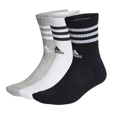 Abbildung von adidas Unisex Kinder 3 Stripes Cushioned Crew Socks Pairs, Medium Grey Heather/White/Black/White, 4 5 Years