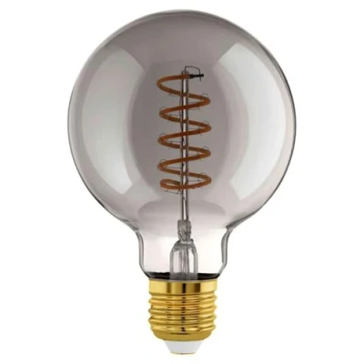 Abbildung von EGLO E27 Lampe dimmbar, Spiral LED Glühbirne Globe, Vintage Deko Leuchtmittel schwarz transparent im Retro Design, 4 Watt, 100 Lumen, warmweiß, 2000k, Edison Birne G95, Ø 9,5 cm