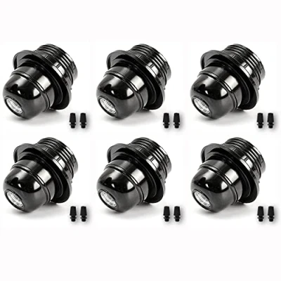 Abbildung von 6x Vintage Edison E27 Lampenfassung Modern Industrielle Schwarz Leichte Bakelit Fassung Harte Schale Lampenhalter DIY Lampenzubehöre für ersetzen Lampensockel &amp; Retro Beleuchtung