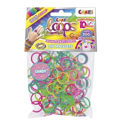 Abbildung von CRAZE loops BAG 300 Loom Bänder Nachfüllpack mit Gummibänder &amp; 10 Verschlüsse, Farbmix, 100% hautfreundliches Silikon