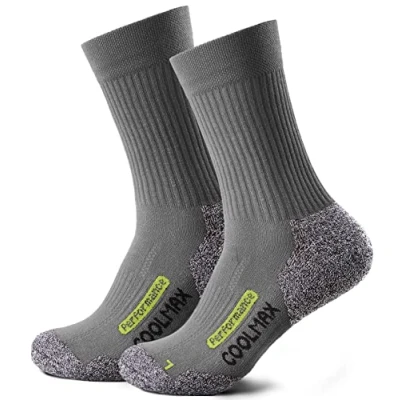 Abbildung von Piarini 2 Paar Coolmax Wandersocken Outdoorsocken Funktionssocken lang grau 35 38