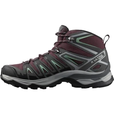 Abbildung von Salomon X Ultra Pioneer Mid Gore Tex Damen Wanderschuhe, Alle Wetterbedingungen, Sicherer Fußhalt, Stabil und gedämpft, Wine Tasting, 40