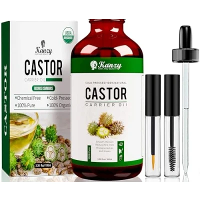 Abbildung von Kanzy Rizinusöl Bio Kaltgepresst 100% Rein, Organic Castor Oil for Hair Growth Natürlich Rizinus Öl für Körper, Haare, Nägel, Wimpern, Augenbrauen