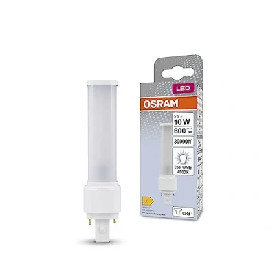 Abbildung von OSRAM DULUX LED D10 EM, G24D 1, 5W, 600lm, 4000K, kaltweiße Lichtfarbe, zzielgerichtete Beleuchtung dank rotierender Endkappe, Ersatz für klassische Kompaktleuchtstofflampen mit Sockel 1
