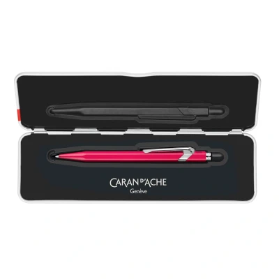 Abbildung von Caran d&#039;Ache Druckkugelschreiber 849 POPLINE FLUO, purpurrot, Swiss made, fluoreszierendes pink, 849.590, 1 Stück (1er Pack)