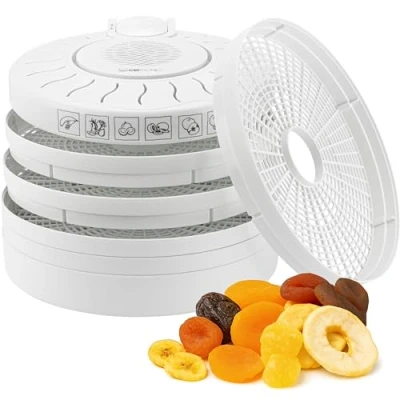 Abbildung von Clatronic® Dörrautomat 5 stapelbare Ebenen für bis zu 3,5 kg trocknende Lebensmittel Dörren mit Umluft 250 Watt Dörrgerät Food Dehydrator DR 2751
