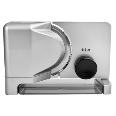 Abbildung von ritter E 16 Elektrischer Allesschneider &amp; Brotschneidemaschine aus Metall mit ECO Motor, Made in Germany, Silber, Silbermetallic