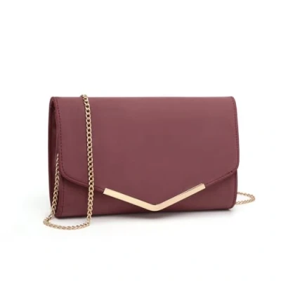 Abbildung von Miss Lulu Damen Umschlag Clutch Elegant Abendtasche Brauttasche Tasche Handtasche mit Kette für Hochzeit Party Prom (Rot)