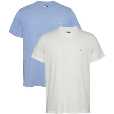 Abbildung von Tommy Jeans Linear Chest TEE 2 PACK Tshirt basic, Herren, Größe: 46, Colorado blue/ecru