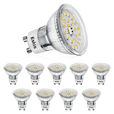 Abbildung von Eslas GU10 LED Kaltes Weiß CRI&gt;90, 5W 550Lm, 6000K Kaltesweiss, 50W Halogenlampen Ersetzt, 120 Grad Abstrahlwinkel, Reflektorlampe, Nicht Dimmbar, 10 Stück