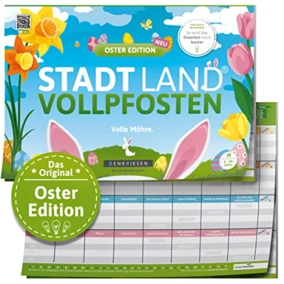 Abbildung von DENKRIESEN Stadt Land Vollpfosten® A4 Oster Edition Ab 9 Jahren Fluss Familienspiel