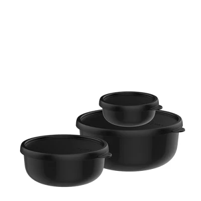 Abbildung von Mepal Mikrowellengeschirr set 3 teilig Lumina Frischhaltedosen mit Deckel für Kühlschrank, Gefrierschrank, Dampfgarer &amp; Mikrowelle Aufbewahrungsbox 250 + 750 1500 ml Nordic black