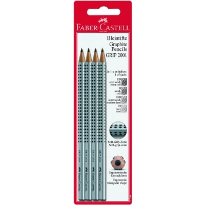 Abbildung von FABER CASTELL 117198 Bleistift GRIP 2001, 4er Packung enthält H, HB, B, 2B